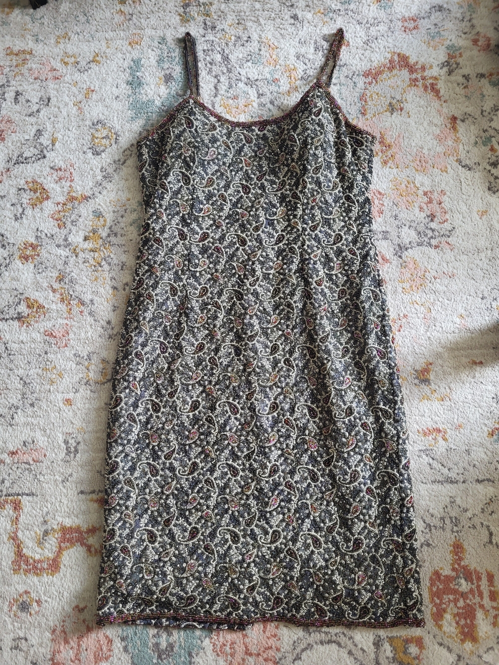 Adrianna Papell Rare Vintage Ornate Beaded Paisley Dress